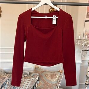 Express Burgundy Long Sleeve Top